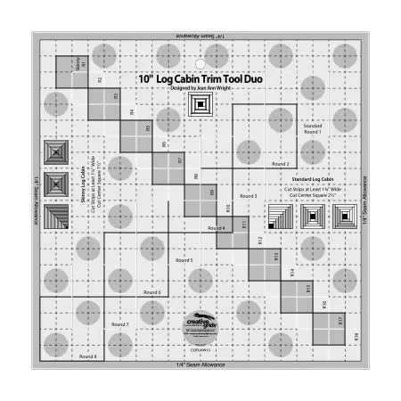 Creative Grids Quilt Ruler 10in Log Cabin Trim Tool Duo