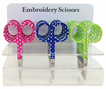 Embroidery Scissors White Dots on Color Handle Assorted Colors 18ct