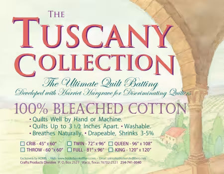 Tuscany Batting 100% Unbleached Cotton